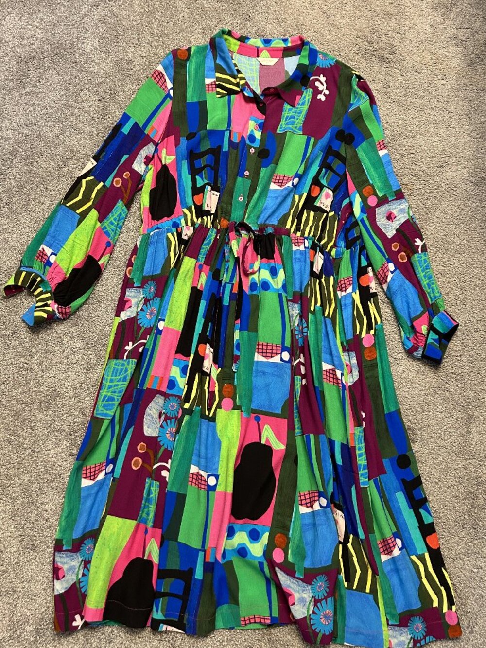 Gorman Multi Color Abstract Love Apple Geometric Shirt Dress AU 20 US 16